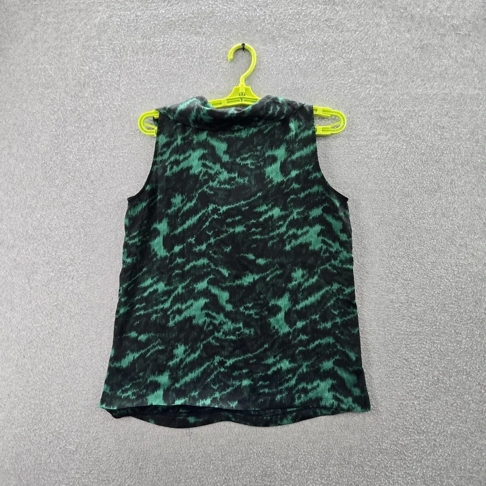 Michael Kors Women Blouse 4 Green Animal Print Bow Cowl Neck Pullover